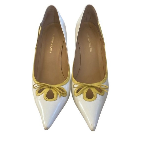 BCBG MaxAria Color cream and yellow pointy toe pump Leather All Leather Sz 6 1/2 - Picture 1 of 13